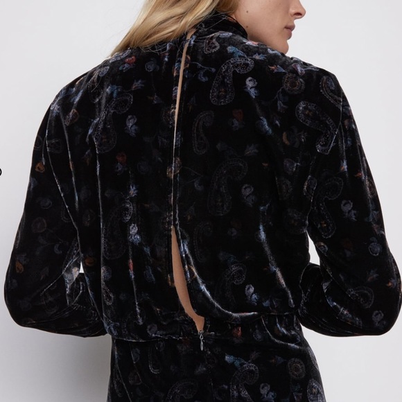 ZARA PRINTED VELVET DRESS - Picture 11 of 15